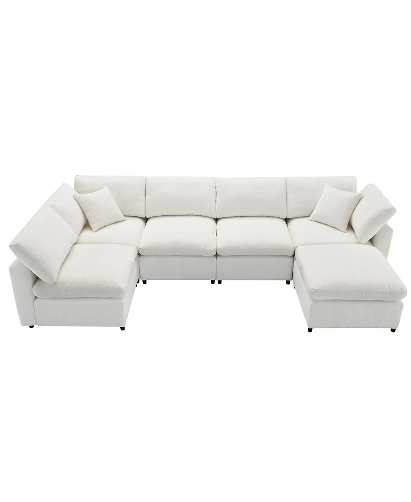 Streamdale Furniture Modern Modular 6-Seat Cloud Sofa Bed with Ottoman