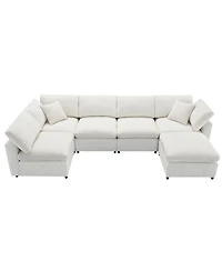 Streamdale Furniture Modern Modular 6-Seat Cloud Sofa Bed with Ottoman