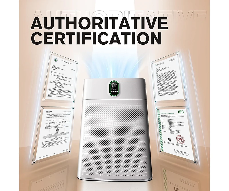 Morento Hepa Air Purifier for Home Large Room up to 1076 Sq Ft with Pm 2.5 Display Air Quality Sensor, White
