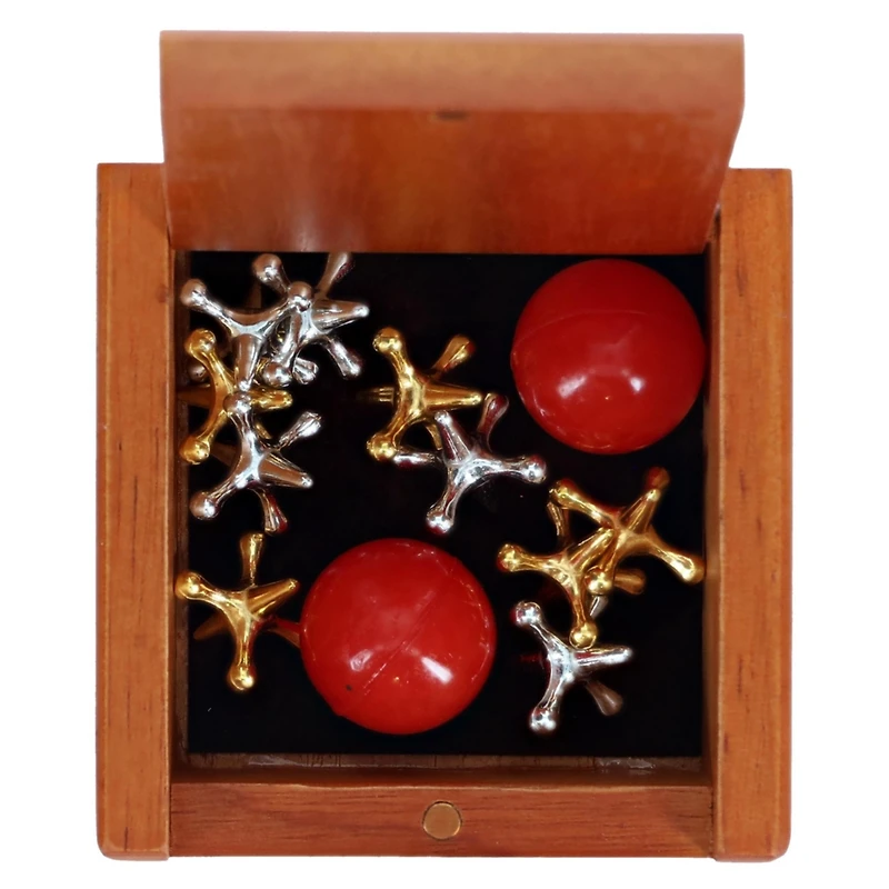 We Games Old-Fashioned Metal Jacks in a Wooden Box