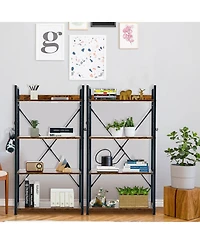 Skonyon 4 -Tier Industrial Open Storage Bookshelf-Coffee
