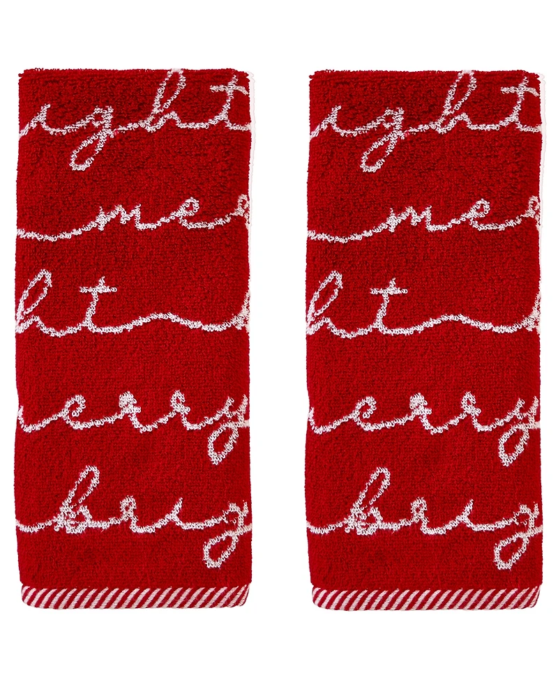 Skl Home Merry and Bright Jacquard Cotton 2-Pc Hand Towel Set, 16" x 25"