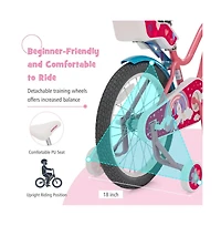 Kids Bicycle with Training Wheels and Basket for Boys and Girls Age 3-9 Years-18 inches