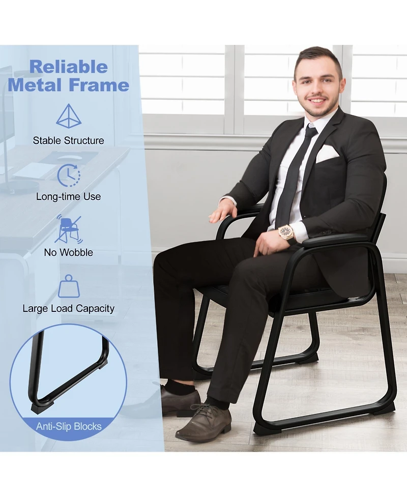 Vebreda Upholstered Waiting Room Chair with Armrest and Ergonomic Backrest-Black