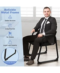 Vebreda Upholstered Waiting Room Chair with Armrest and Ergonomic Backrest-Black