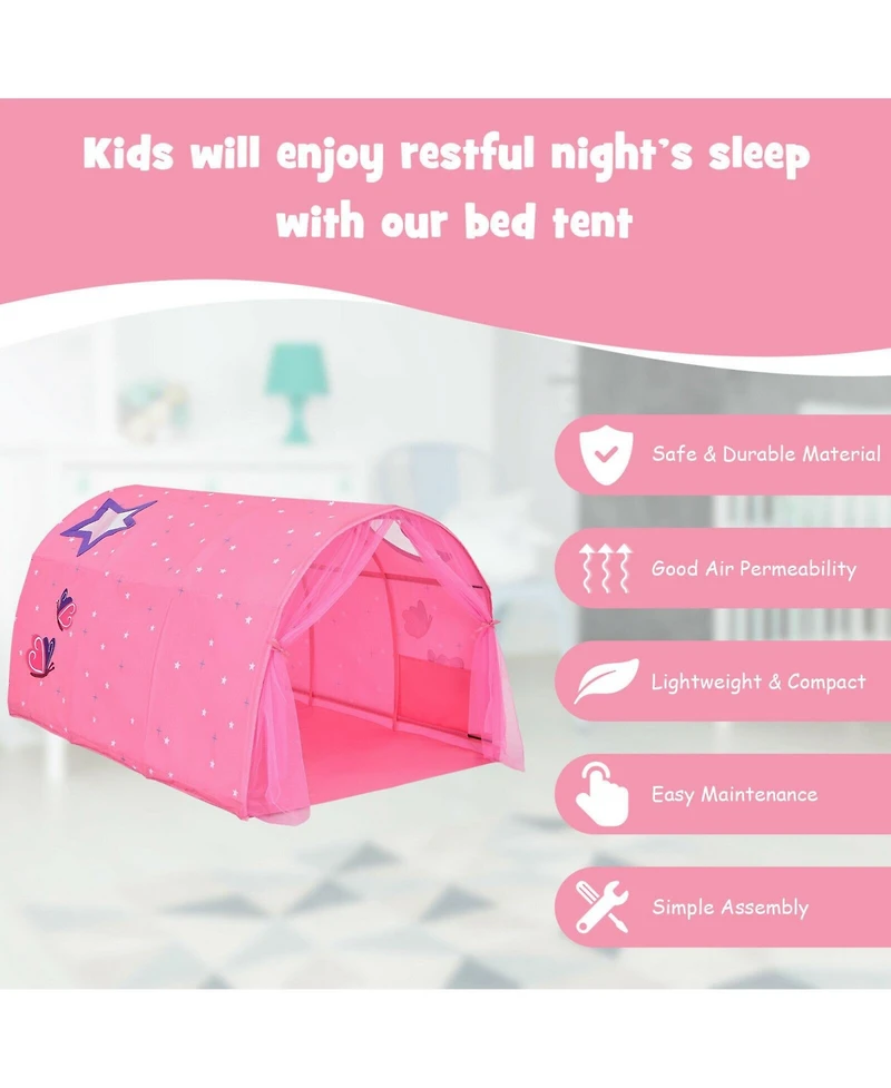 Kids Galaxy Starry Sky Dream Portable Play Tent with Double Net Curtain-Pink