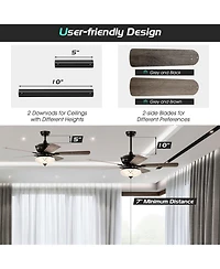 Sugift 52 Inch Ceiling Fan with 3 Wind Speeds and 5 Reversible Blades