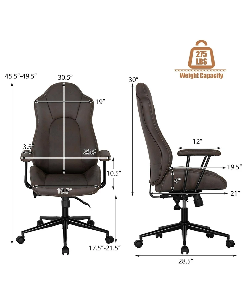 Vebreda High Adjustable Back Executive Office Chair with Armrest-Brown
