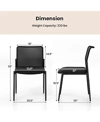 Sugift Waiting Room Chair Set of 2 with Ergonomic Mesh Backrest and Padded Seat