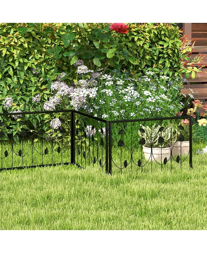 Sugift Decorative Garden Fence with 8 Panels Animal Barrier