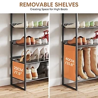 Sugift 5-Tier Shoe Rack Free Standing Shoe Rack Organizer with Metal Mesh Shelves