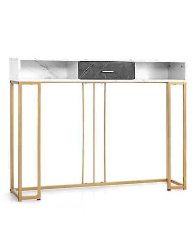 Sugift Narrow Long Sofa Table for Living Room-White