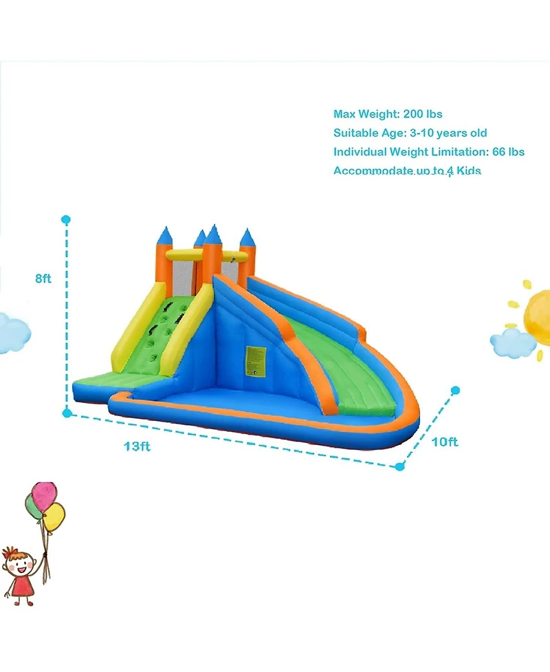Vebreda Kids Inflatable Water Slide Bouncing House with Carrying Bag and 480W Blower