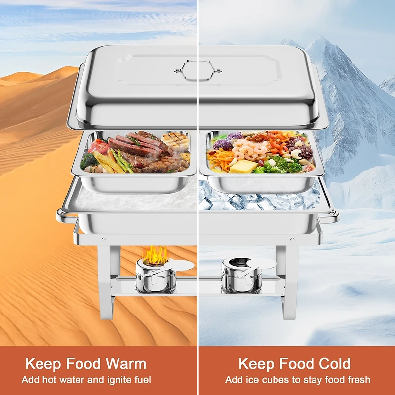 2 Pack 8QT Chafing Dish Buffet Set with Water Pan Stainless Steel Food Warmers for Parties Buffet