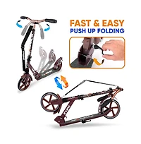 Hurtle Lightweight and Foldable Kick Scooter - Adjustable Scooter for Teens and Adult, Alloy Deck with High Impact Wheels (Real Tree)