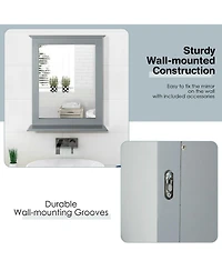 Wall-Mounted Multipurpose Vanity Mirror with Shelf-Gray
