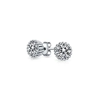 Bling Jewelry Aqua Blue Cubic Zirconia Flower Fan Cz Ear Back Front Stud Jacket Earrings Sterling Silver