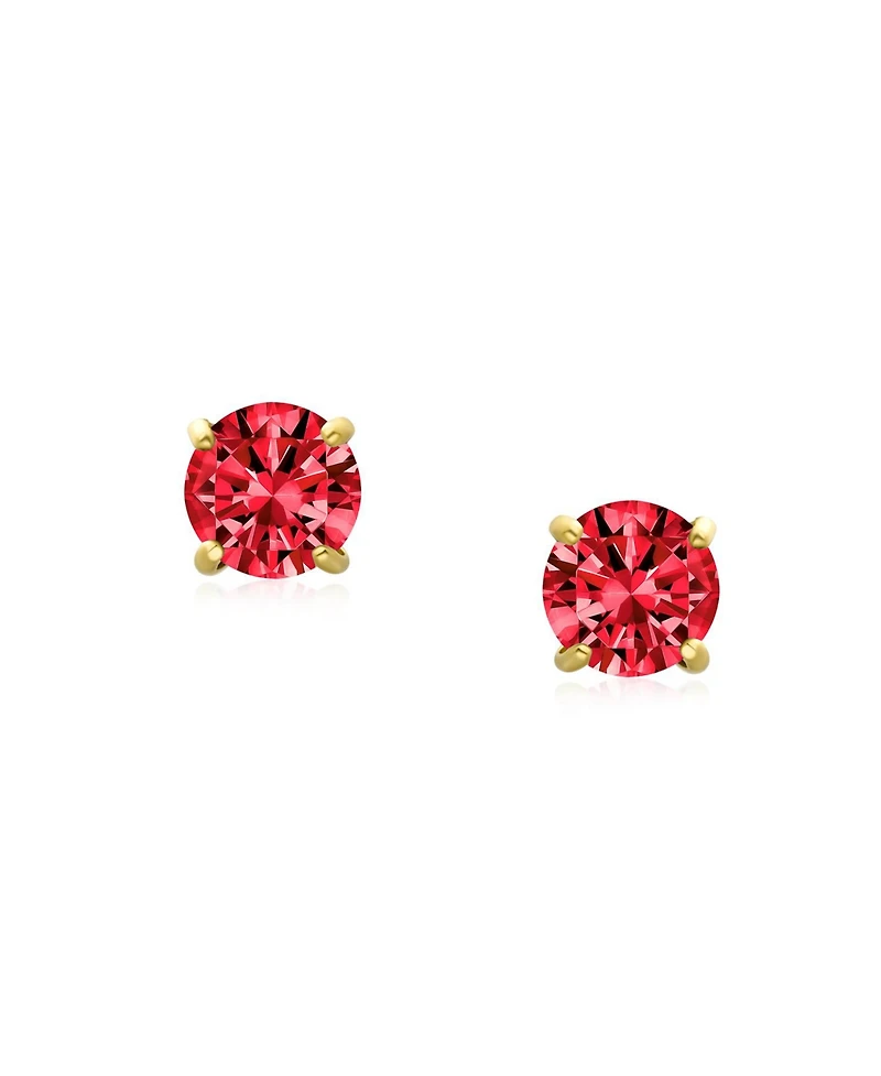 Bling Jewelry 14K Gold Green Tiny Cz Round Solitaire Stud Earrings 3MM Screw Back