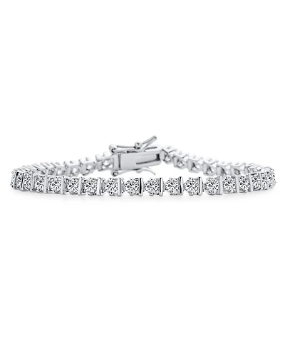 Bling Jewelry Modern 10CTW Cz Round Solitaire Tennis Bracelet Silver Plated 7, 7.5 Inch