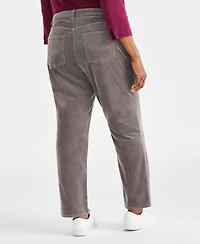Style & Co Plus High-Rise Straight-Leg Corduroy Pants, Macy's Exclusive
