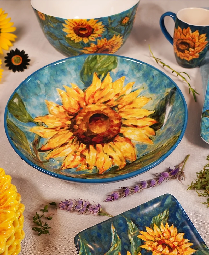 Certified International Golden Sunflowers Deep Bowl