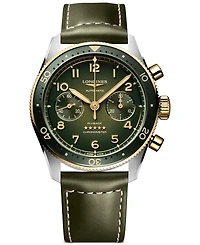 Longines Men's Swiss Automatic Chronograph Spirit Flyback Leather Strap Watch 42mm