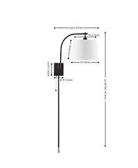Jonathan Y Gosling 22.5" 1-Light Mid-Century Modern Plug-In or Hardwired Iron Led Gooseneck Swing Arm Wall Sconce with Pull-Chain and Usb Charging Por