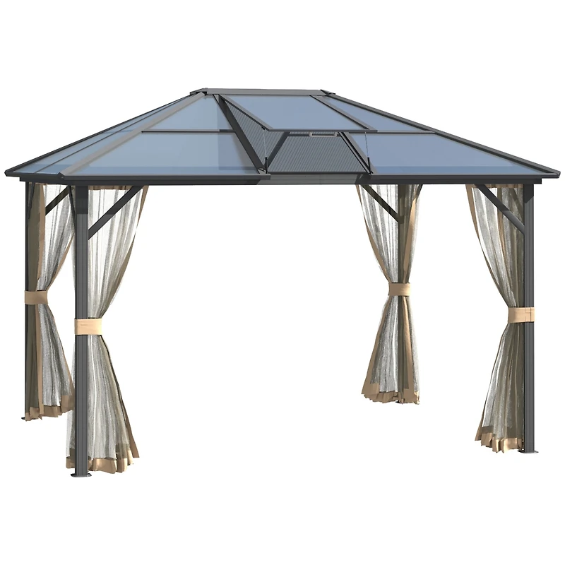10'x12' Hardtop Aluminum Gazebo with Polycarbonate Roof