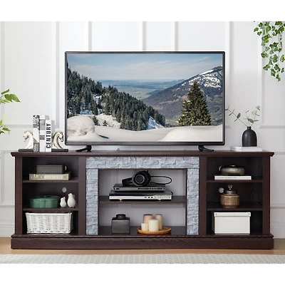 Streamdale Modern Faux Stone Tv Console with Storage Cabinet