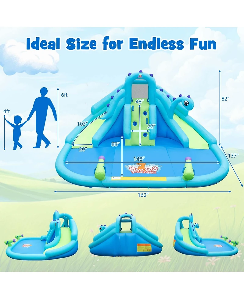 Inflatable Water Slide, Blowup Water Park with Dual Slides & 584W Blower