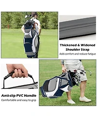 Vebreda 10.5 Inch Golf Stand Bag with 14 Way Dividers and 7 Zippered Pockets-Navy