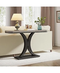 Tribesigns Modern Gold Console Table, 40 inch Narrow Entryway Foyer Table with Geometric Base, Rustic Hallway Accent for Living Room, Entrance