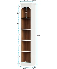 Tribesigns 70.9-Inch Tall Narrow Bookcase Set of 2, 5-Tier Cube Bookshelf with Storage, Modern Slim Corner Display Shelves for Home Office, Living Roo