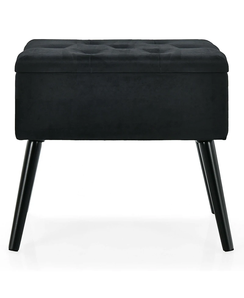Sugift Velvet Storage Ottoman with Solid Wood Legs for Living Room Bedroom