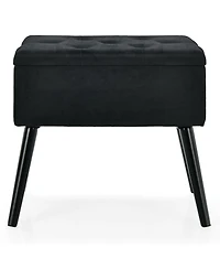Sugift Velvet Storage Ottoman with Solid Wood Legs for Living Room Bedroom