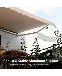 Skonyon 12 x 10 Feet Patio Retractable Awning Aluminum Sunshade Shelter-Beige