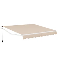 Skonyon 12 x 10 Feet Patio Retractable Awning Aluminum Sunshade Shelter-Beige