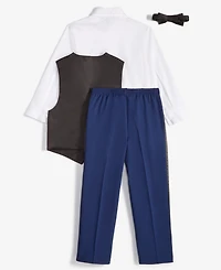 Nautica Toddler and Little Boys Tuxedo Vest 4-Piece Set