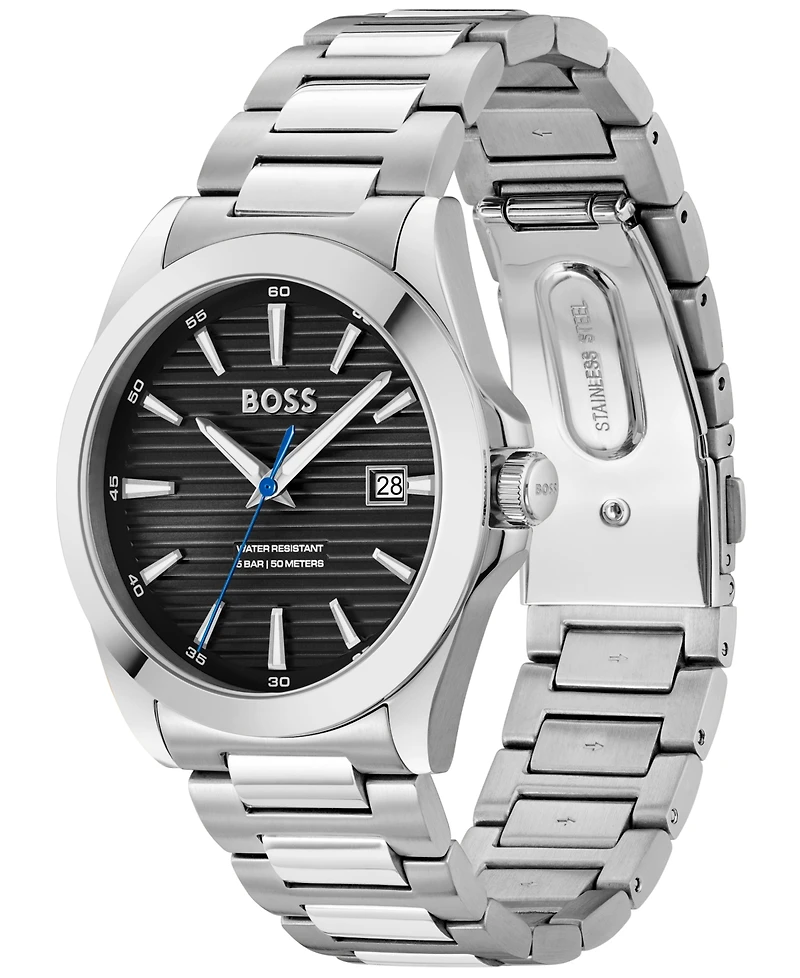 Hugo Boss Men's Strike Quartz Basic Calendar Stainless Steel Watch 41mm