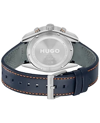 Hugo Boss Men's Fast Quartz Multifunction Blue Leather Watch 44mm