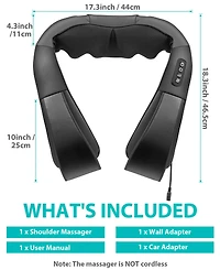 Shiatsu Neck and Shoulder Massager with Heat, 8 Deep-Kneading Nodes