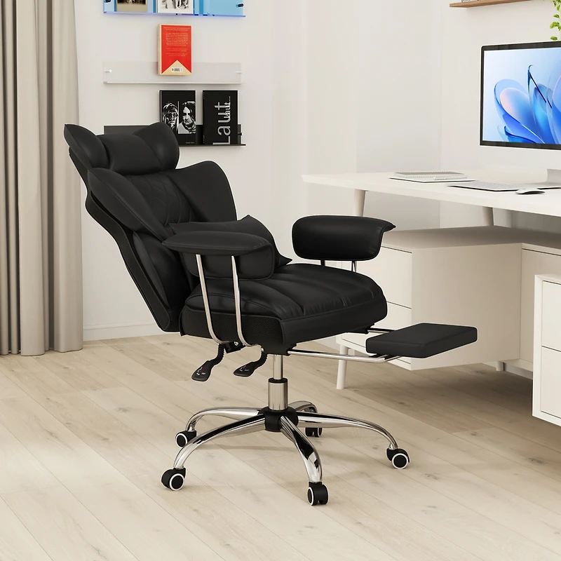 Office Desk Chair Big and Tall Executive with Footrest Lumbar Support