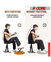 5 Core Guitar Foot Stool Height Adjustable Folding Leg Rest Portable Classical Footrest - Gfs Blk