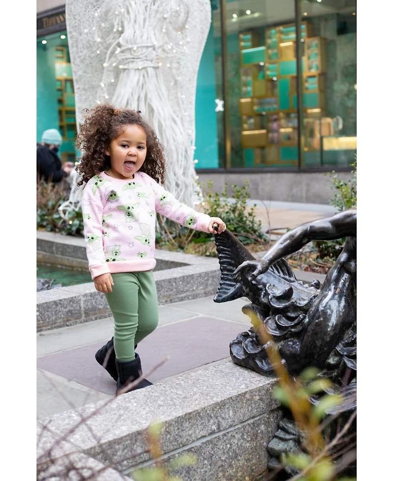 Star Wars Toddler Girls The Mandalorian Fleece Sweatshirt and Leggings Outfit Set to
