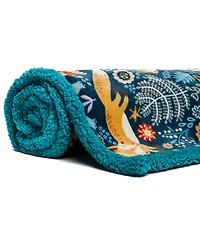 Chanasya Premium Gold Fox Print Fleece Throw Blanket - Cozy and Warm, Cute Design, Super Soft, Plush Fluffy Sherpa