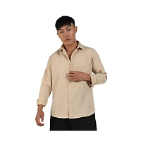 Men's Butter Yellow Crinkled-Weave Shirt
