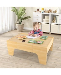 Givimo 84-Piece Wooden Train Set with Reversible and Detachable Tabletop