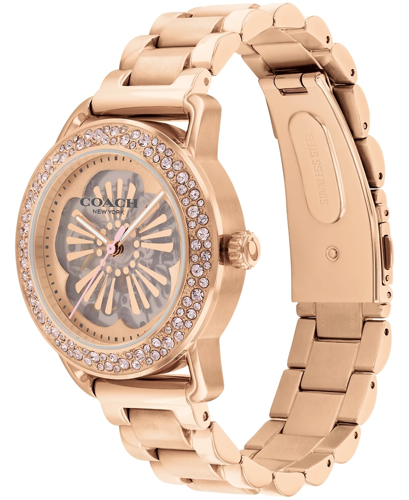 Coach Women's Cruiser Automatic Carnation Gold Stainless Steel Bracelet Watch 37mm