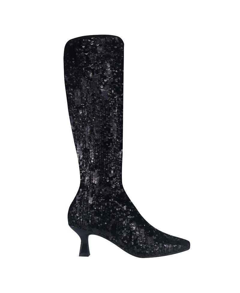 Impo Women's Nyree Memory Foam Stretch Sequin Boots