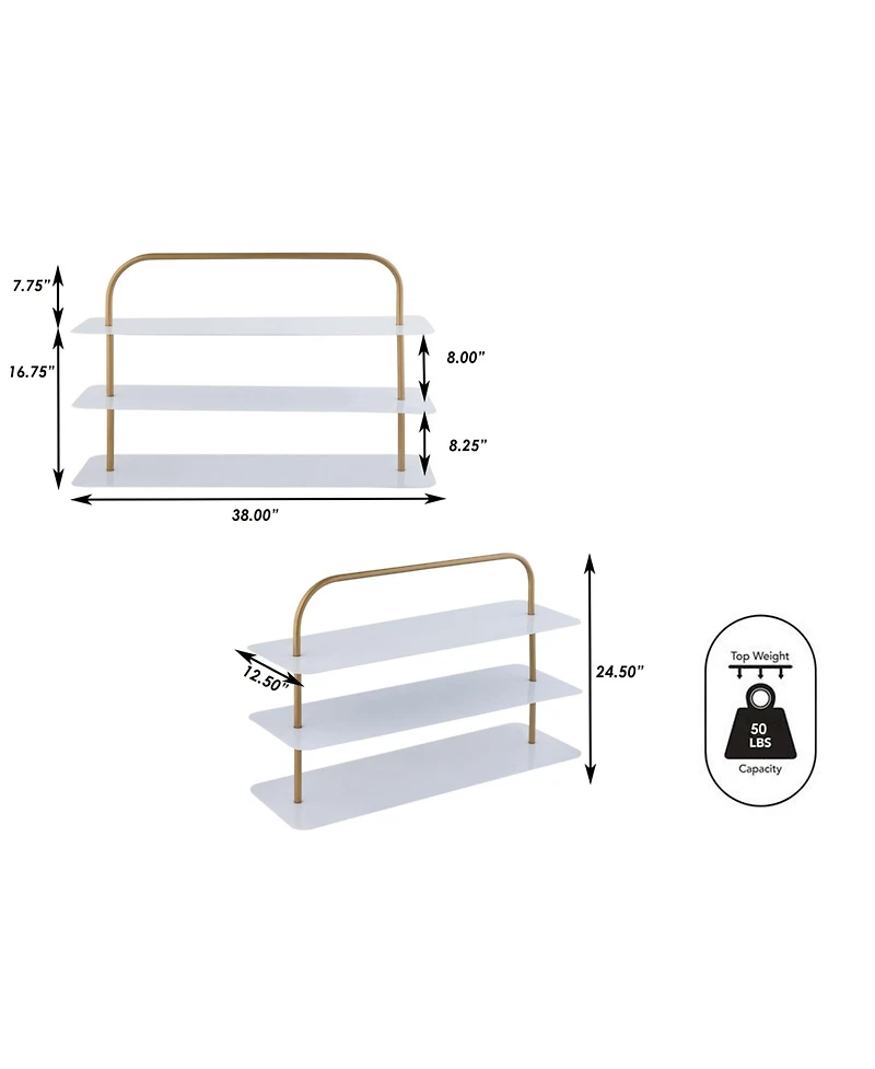 Jonathan Y Minimalist 9-Pair 3-Tier Iron Thin Flat Plate Shoe Rack